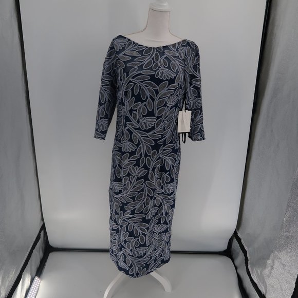 JS Collections Embroidered Elbow Sleeve Cocktail Dress 10 NWT - Picture 2 of 12
